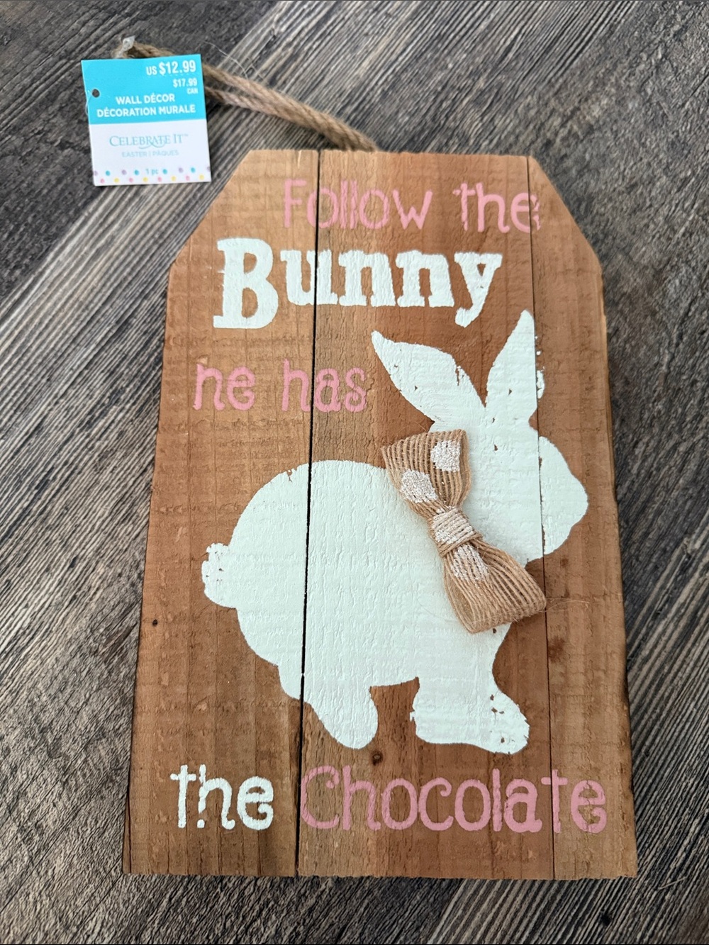 Celebrate It Rustic Bunny Wall Decor - White & Pink